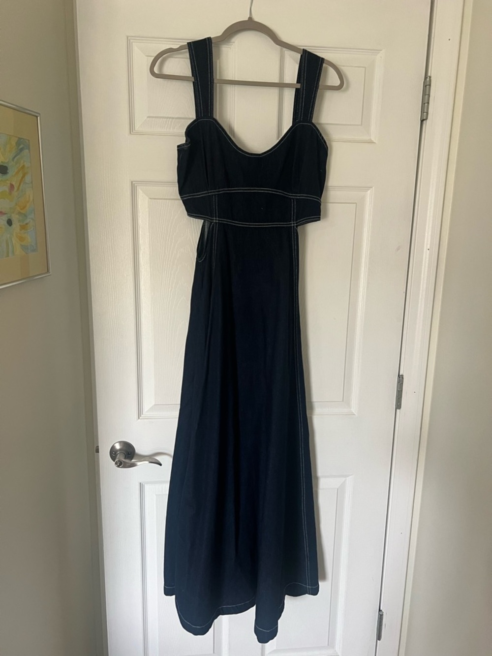 Anthropologie Dark Denim Cut Out Dress